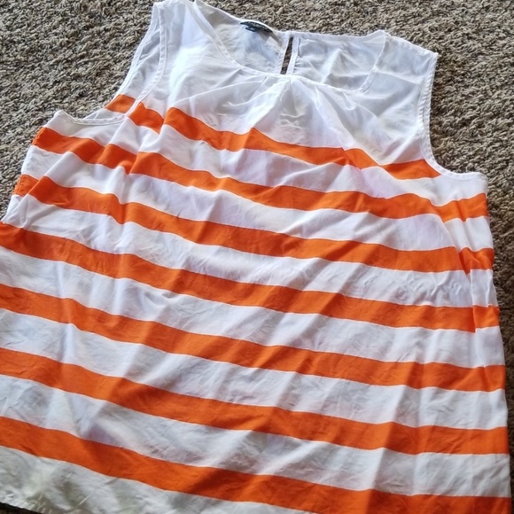 Talbots Tops - Talbots Orange White Striped Sleeveless Top 16P